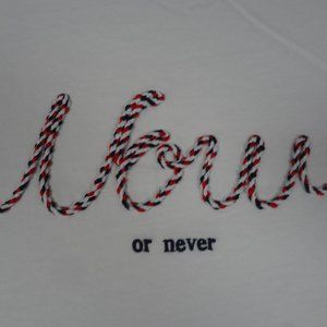 ZARA MAN NOW OR NEVER EMBOSSED YARD ROPE LETTERING XL WHITE T-SHIRT H1037